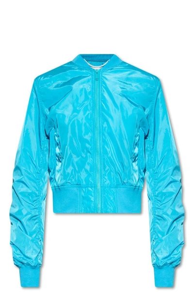 Off-white Graffiti Logo Cotton Bomber Jacket In Blue