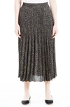 Max Studio Graduated Pleat Print Knee-length Midi Skirt In Army/ Black Mini Cheetah