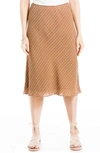 Max Studio Printed Satin Midi Skirt In Caramel Mod Geo