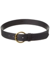 Frye Flat Leather Belt In Black