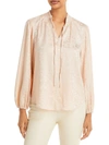 CHENAULT WOMENS TEXTURED SMOCKED BLOUSE