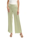 Vince High-waist Textured Satin Wide Leg Pant In Green