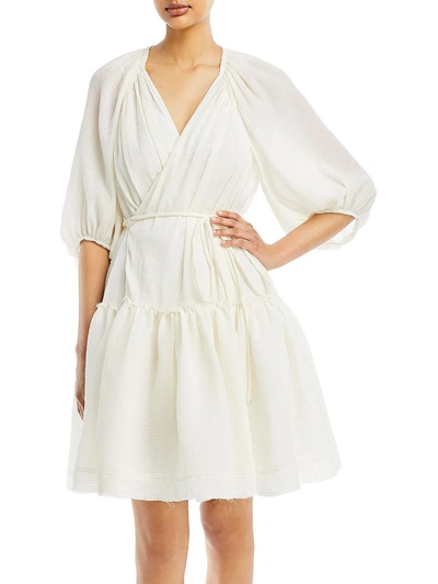 3.1 Phillip Lim Plisse Womens Boho Midi Wrap Dress In White