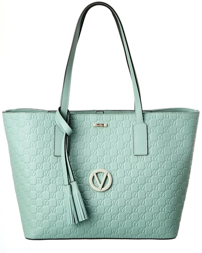 Valentino By Mario Valentino Soho Dollaro Monogram Leather Tote In Green