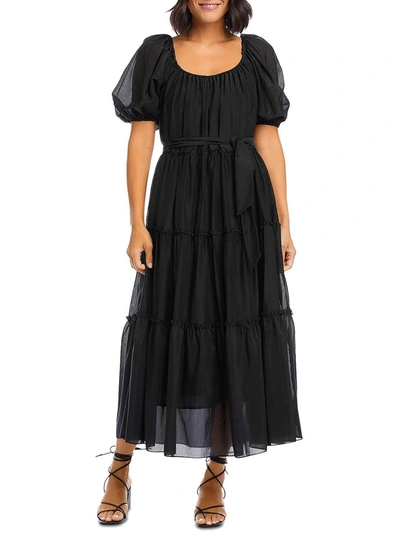 Karen Scott Womens Tiered Long Maxi Dress In Black