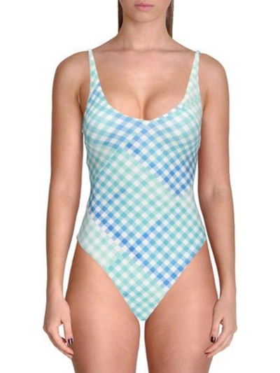 L*space Womens Plaid Cheeky One-piece Swimsuit In Blue
