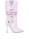 Paris Texas 105mm Snakeskin-effect Metallic Boots In Pink