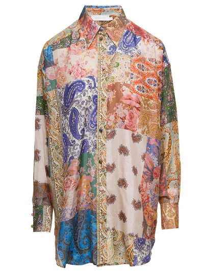 ZIMMERMANN 'DEVI' MULTICOLOR OVERSIZED SHIRT WITH PAISLEY PRINT IN SILK WOMAN