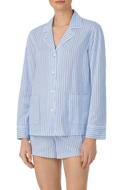 Ralph Lauren Striped Cotton Jersey Boxer Sleep Set In Blue Stp