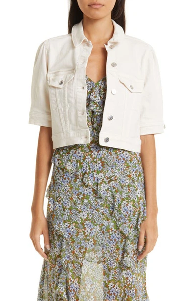 Veronica Beard Raina Short-sleeved Denim Jacket In Ecru