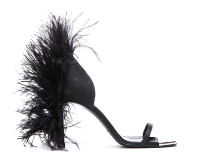 Area X Sergio Rossi Feather Embellished High Heels In Black