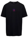 BALMAIN BLACK T-SHIRT WITH FRONT LOGO EMBROIDERY IN ORGANIC COTTON MAN