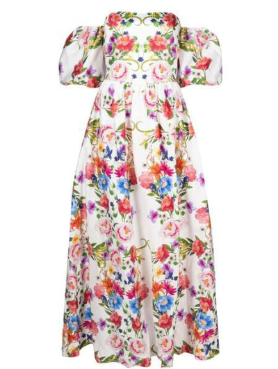 Borgo De Nor Juliet Floral Off-the-shoulder Cotton Maxi Dress In Multicolour