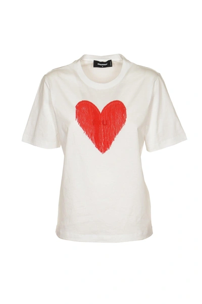 Dsquared2 I Love You Fringe Heart Tee In Multi-colored