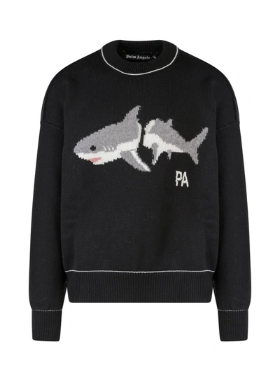 Palm Angels Pa Shark Sweater In Nero