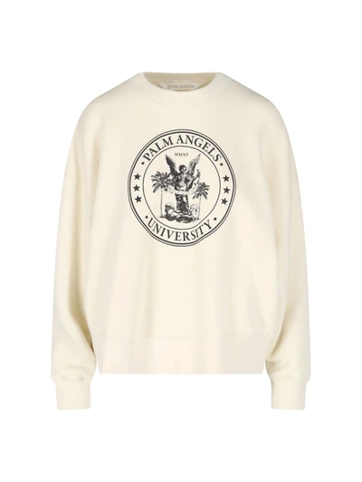 Palm Angels College Classic Crewneck Sweatshirt In White