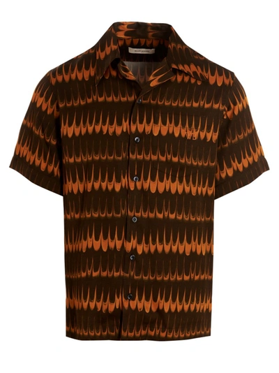 Wales Bonner Geometric-print Short-sleeve Shirt In Orange