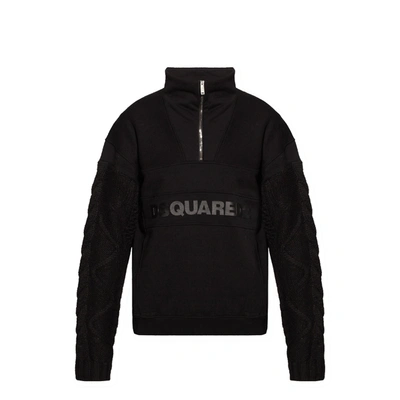 Dsquared2 Cotton Logo Sweatshirt In Black
