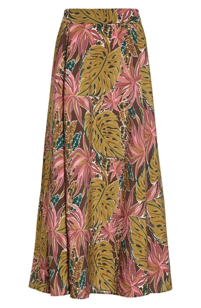 Madewell Crinkle Crepe Maxi Skirt In Monstera Tropical Print Dark C