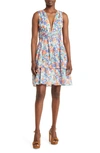 BANJANAN DONNA FLORAL TIERED COTTON A-LINE DRESS