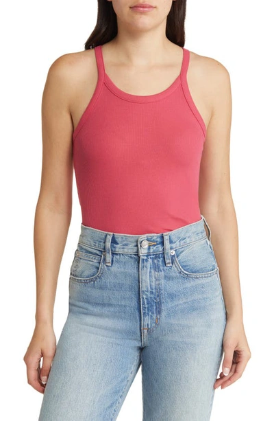 Madewell Brightside '90s Tank In Rosy Hibiscus