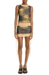 Jean Paul Gaultier Flowers Petit Grand Print Gathered Midi Dress In Beige/ Black