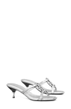 Tory Burch Geo Bombe Miller Metallic Slide Sandals In Silver