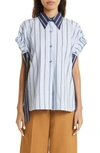 Aknvas Praxis Stripe Cotton Top In Light Blue Stripe