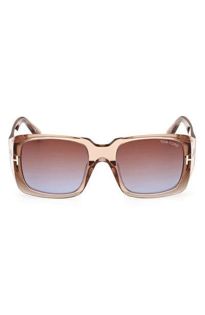 Tom Ford Ryder 51mm Square Sunglasses In Shiny Champagne / Brown Blue