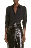 BRANDON MAXWELL THE SPENCE SILK BUTTON-UP BLOUSE