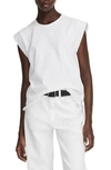 Rag & Bone Shoulder Pleat Organic Cotton Muscle Tee In White