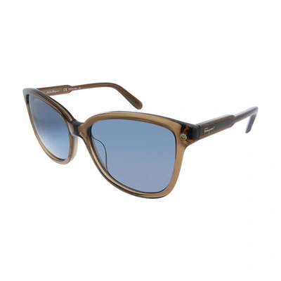 Ferragamo Salvatore   Sf 815s 210 56mm Unisex Square Sunglasses In Brown