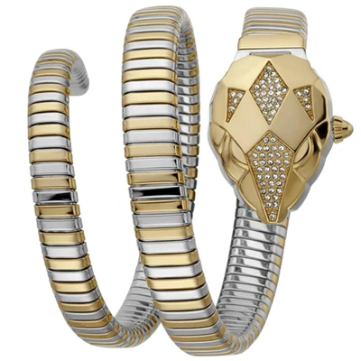 Just Cavalli Glam Chic Snake Ladies Quartz Watch Jc1l073m0045 In Two Tone  / Gold Tone / Silver / Yellow