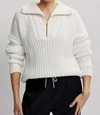 Varley Mentone Half-zip Knit Pullover In Egret In White