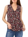VINCE CAMUTO DESERT SUMMER WOMENS FLORAL PRINT RUFFLE NECK PULLOVER TOP