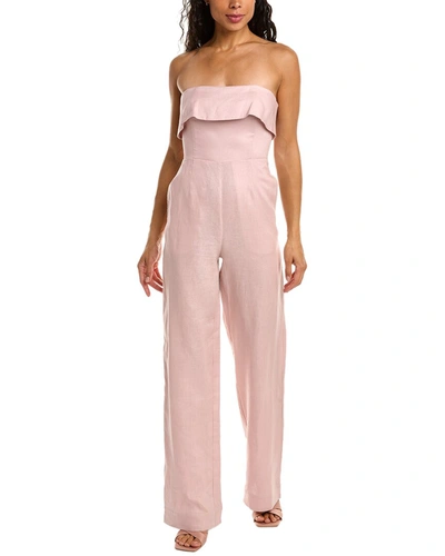 Nicholas Chesa Strapless Linen Jumpsuit In Pink
