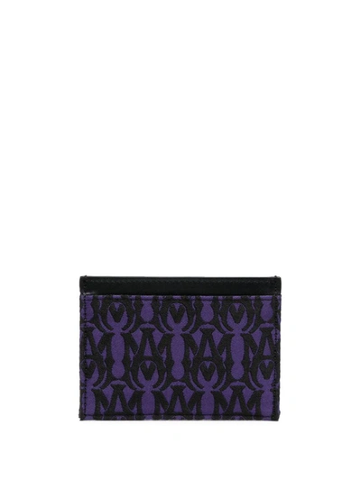 Amiri Monogram-print Leather Cardholder In Violet