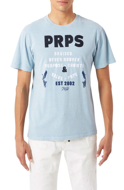 Prps Sabal Cotton Graphic T-shirt In Blue Mist