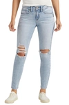 Silver Jeans Co. Suki Ripped Mid Rise Skinny Jeans In Indigo