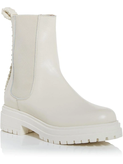 Elleme Chouchou Womens Leather Pull On Chelsea Boots In White