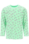 Erl 'waffle' Long Sleeved T-shirt With All-over Print In Multicolor
