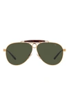 RALPH LAUREN 61MM AVIATOR SUNGLASSES