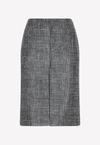 BOTTEGA VENETA CHECK PRINT MIDI LEATHER SKIRT,739562.V2RZ0-1069 BLACK WHITE