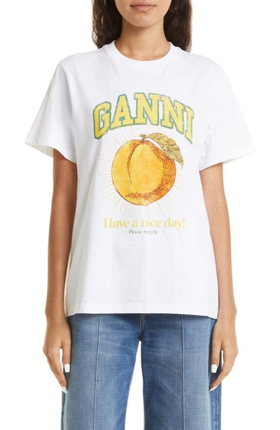 Ganni - Basic Jersey Peach Relaxed T-shirt In White