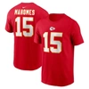 NIKE NIKE PATRICK MAHOMES RED KANSAS CITY CHIEFS PLAYER NAME & NUMBER T-SHIRT