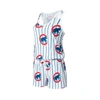 CONCEPTS SPORT CONCEPTS SPORT WHITE CHICAGO CUBS REEL PINSTRIPE KNIT ROMPER