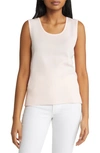 Ming Wang Scoop Neck Tank In Pink Satin