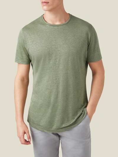 Luca Faloni Olive Green Linen Jersey T-shirt