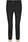 GUCCI RUFFLE-TRIMMED SILK AND WOOL-BLEND SKINNY trousers