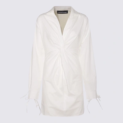 Andrea Adamo Ivory Cotton Blend Dress In White